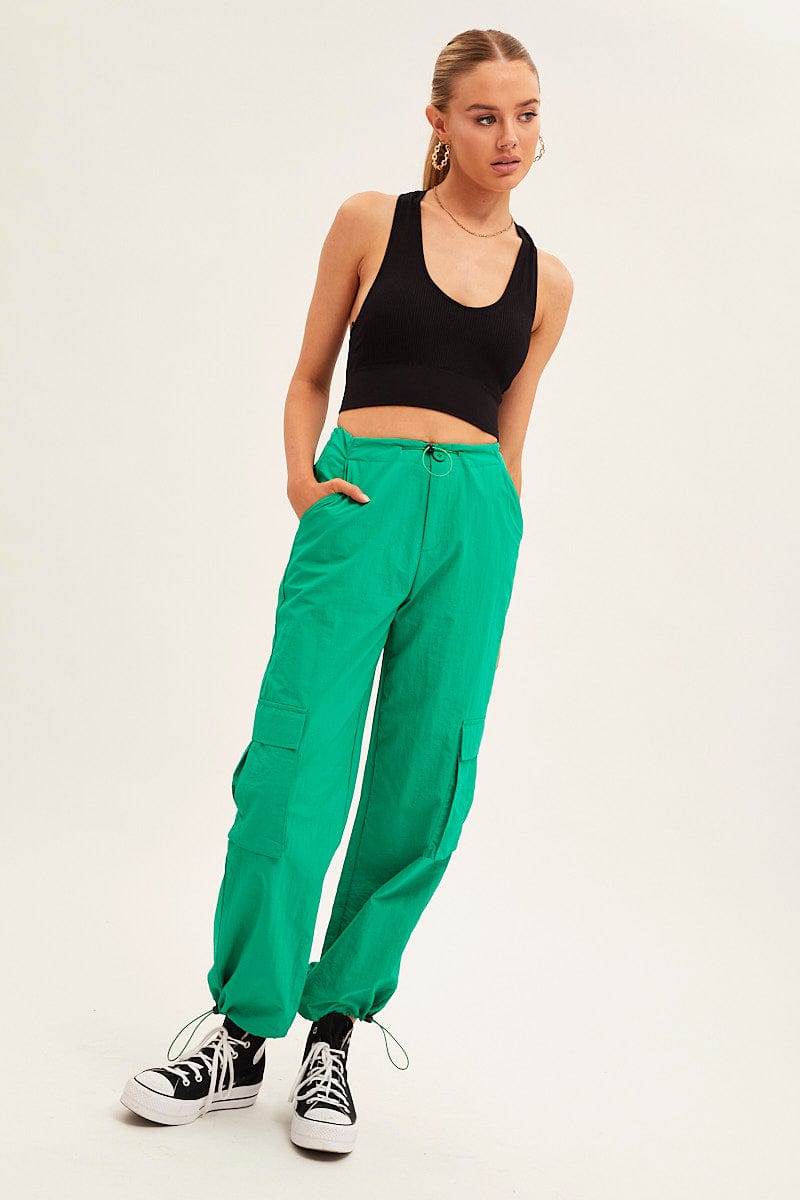 Green Cargo Parachute Pants for Ally Fashion