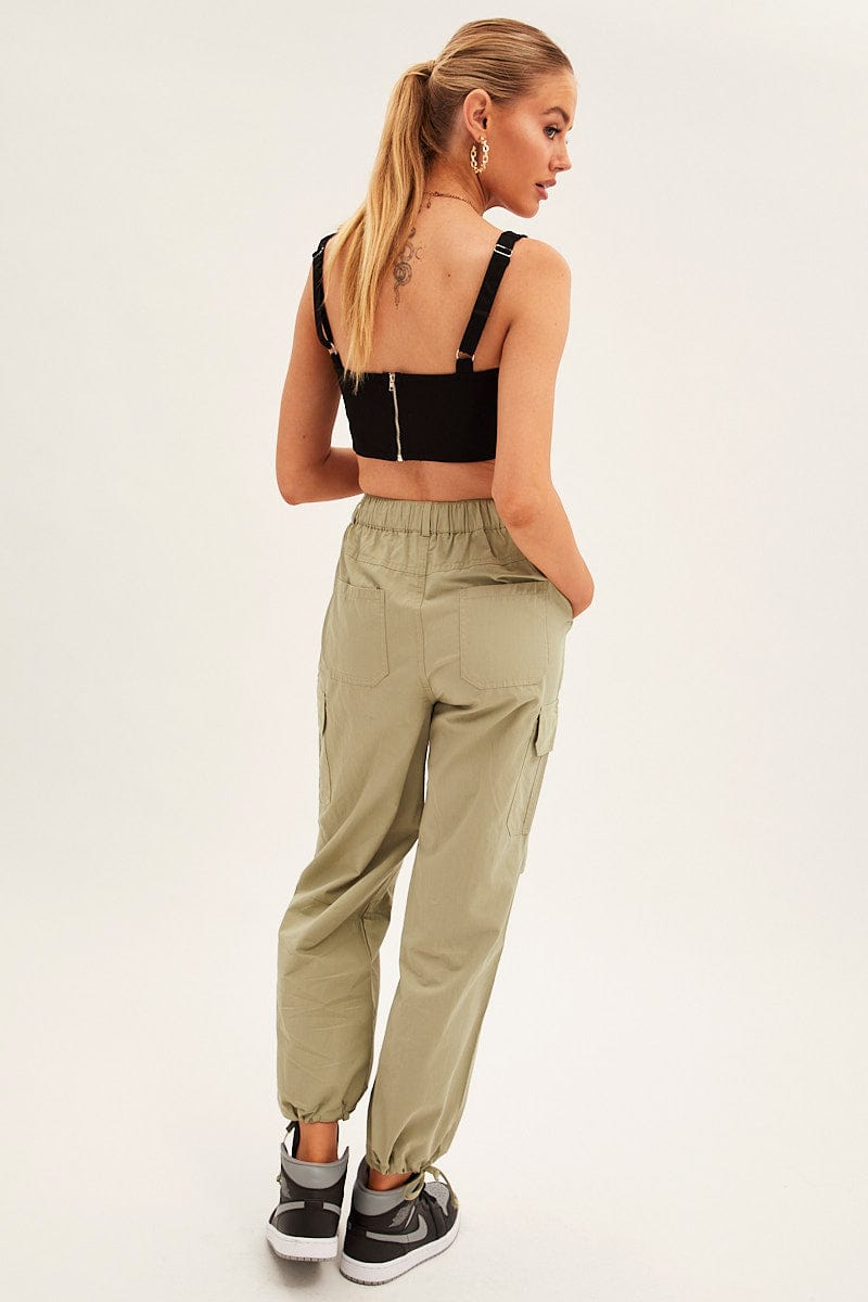 Green Cargo Pants Relaxed Wide Leg for Ally Fashion