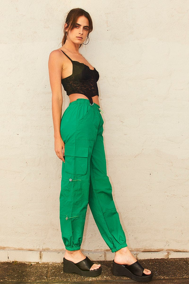Green Cargo Parachute Pants for Ally Fashion
