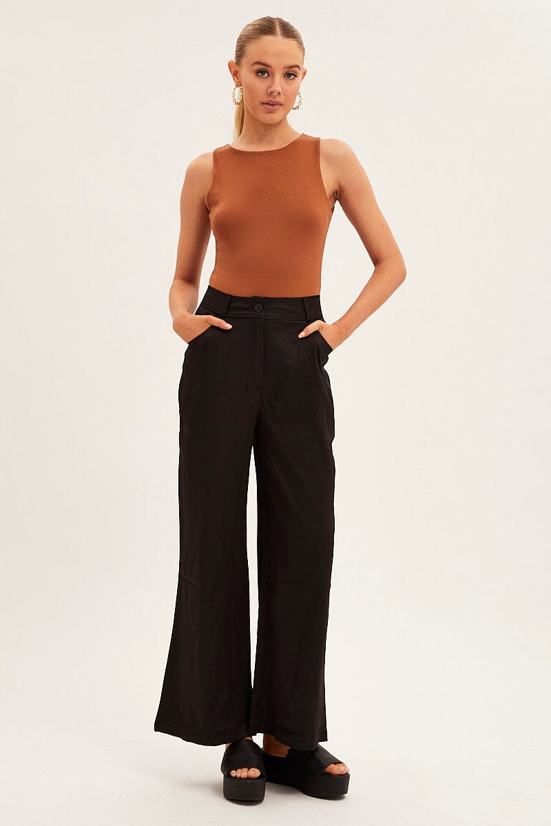 Black Wide Leg Pants High Rise | Ally Fashion