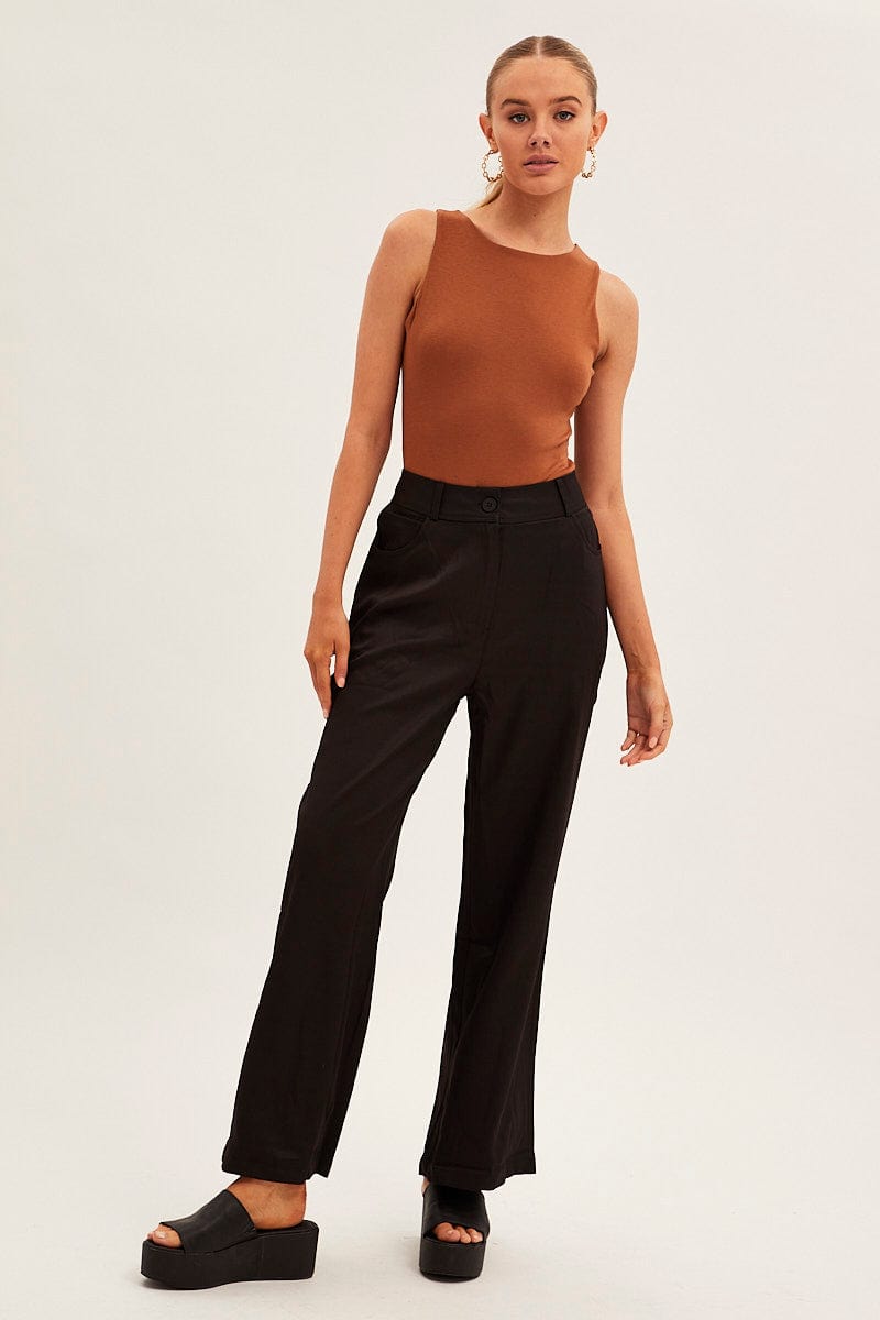 Black Wide Leg Pants High Rise | Ally Fashion