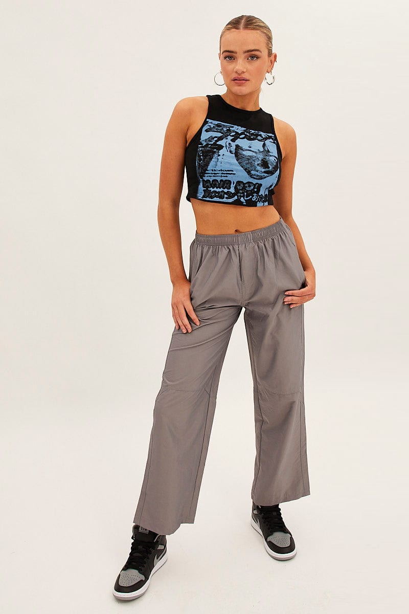 Grey Cargo Parachute Pants | Ally Fashion