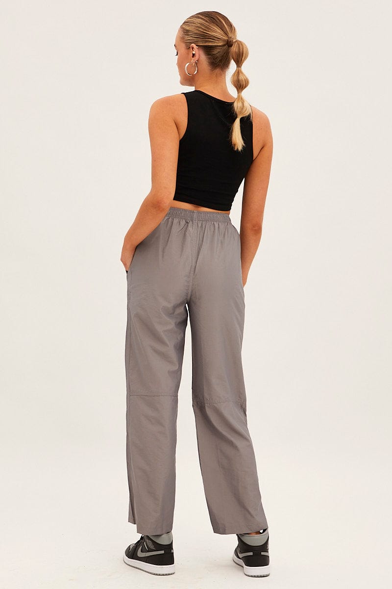 Grey Cargo Parachute Pants for Ally Fashion