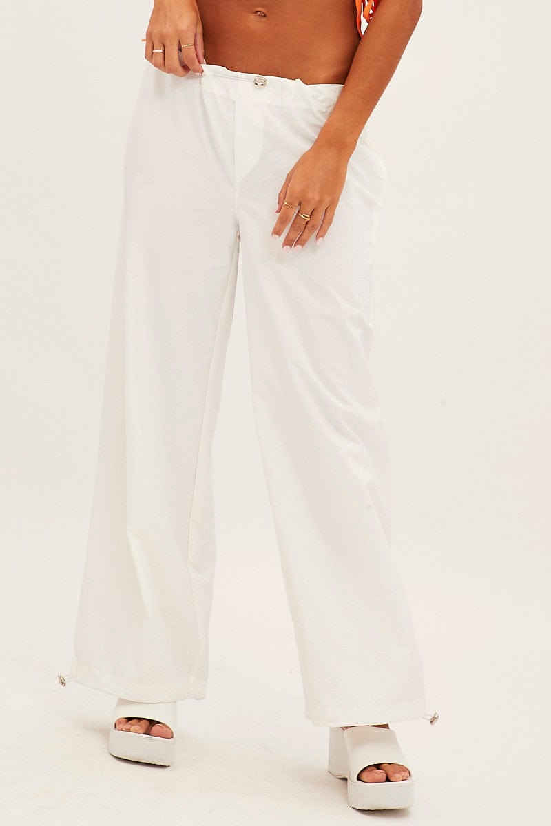 White Cargo Parachute Pants for Ally Fashion