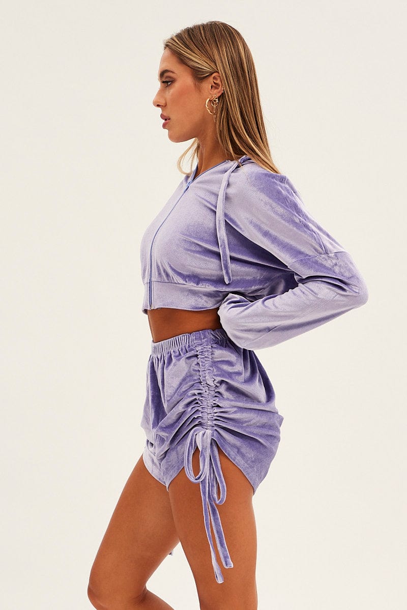 Purple Velvet Shorts for Ally Fashion