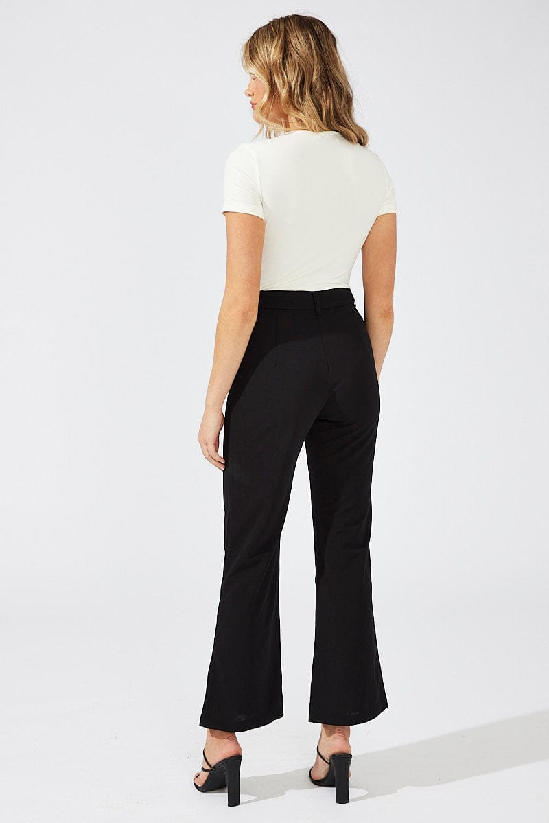 Black Wide Leg Pants High Rise Workwear for Ally Fashion