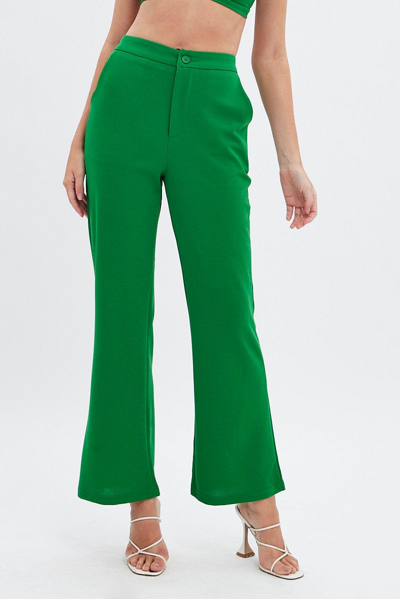 Green High Waist Pants | Ally Fashion