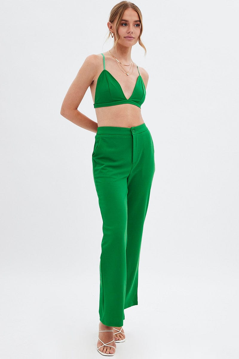 Green High Waist Pants for Ally Fashion