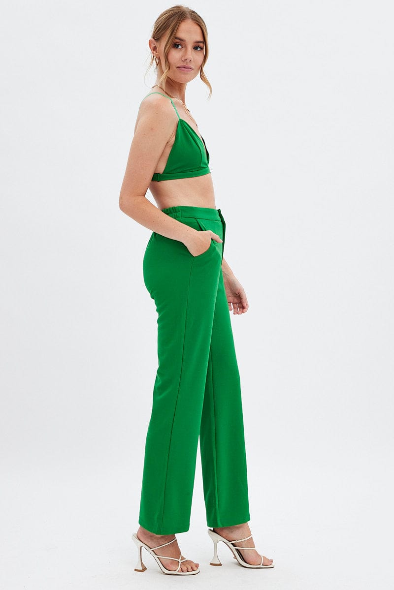 Green High Waist Pants for Ally Fashion