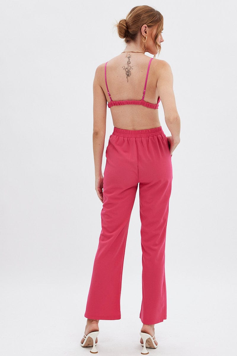 Pink High Waist Pants for Ally Fashion