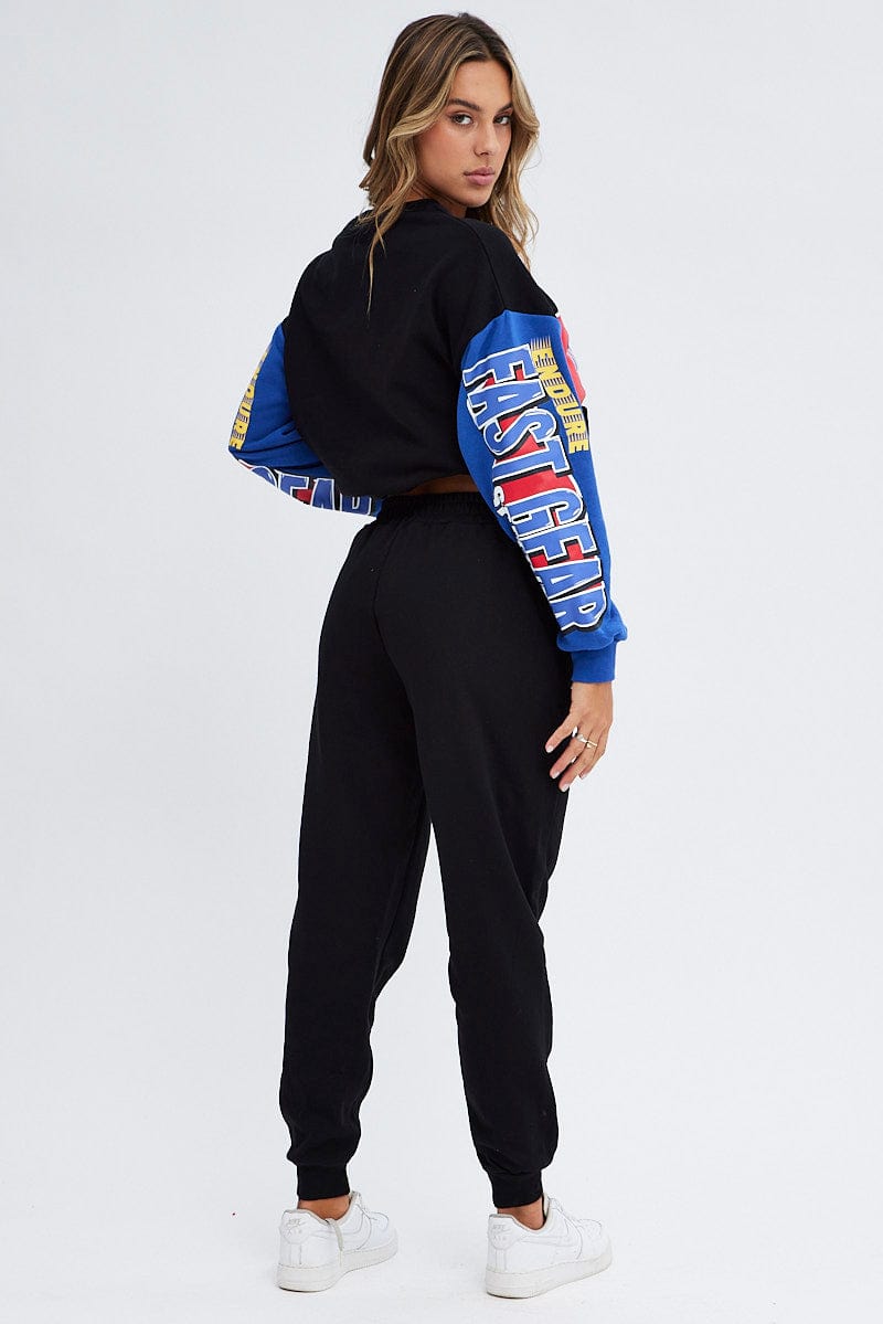Black Track Pants High Rise Jogger for Ally Fashion