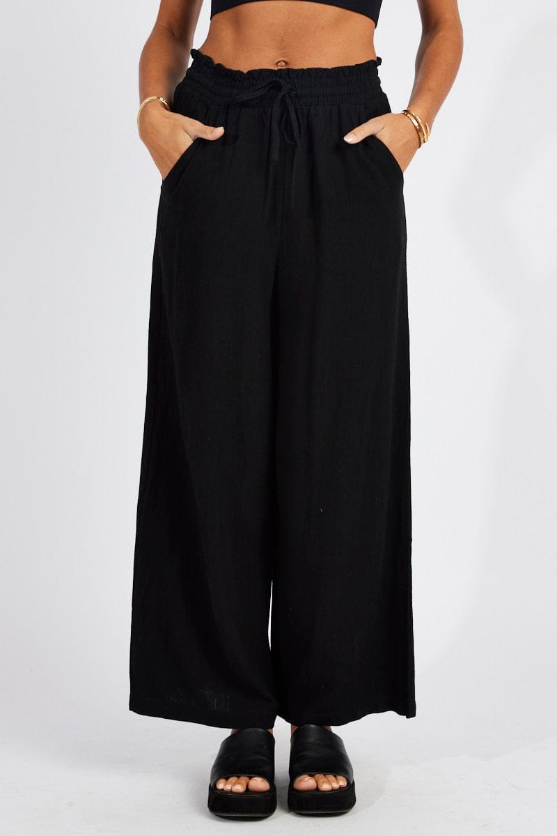 Black Wide Leg Pants High Rise | Ally Fashion