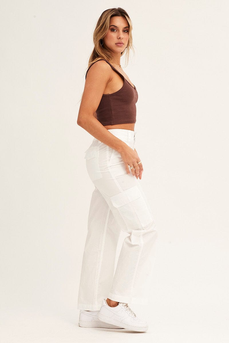 White Cargo Pants Mid Rise for Ally Fashion
