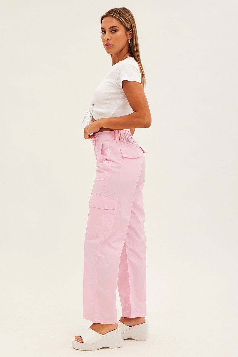 Pink Cargo Pants Mid Rise for Ally Fashion