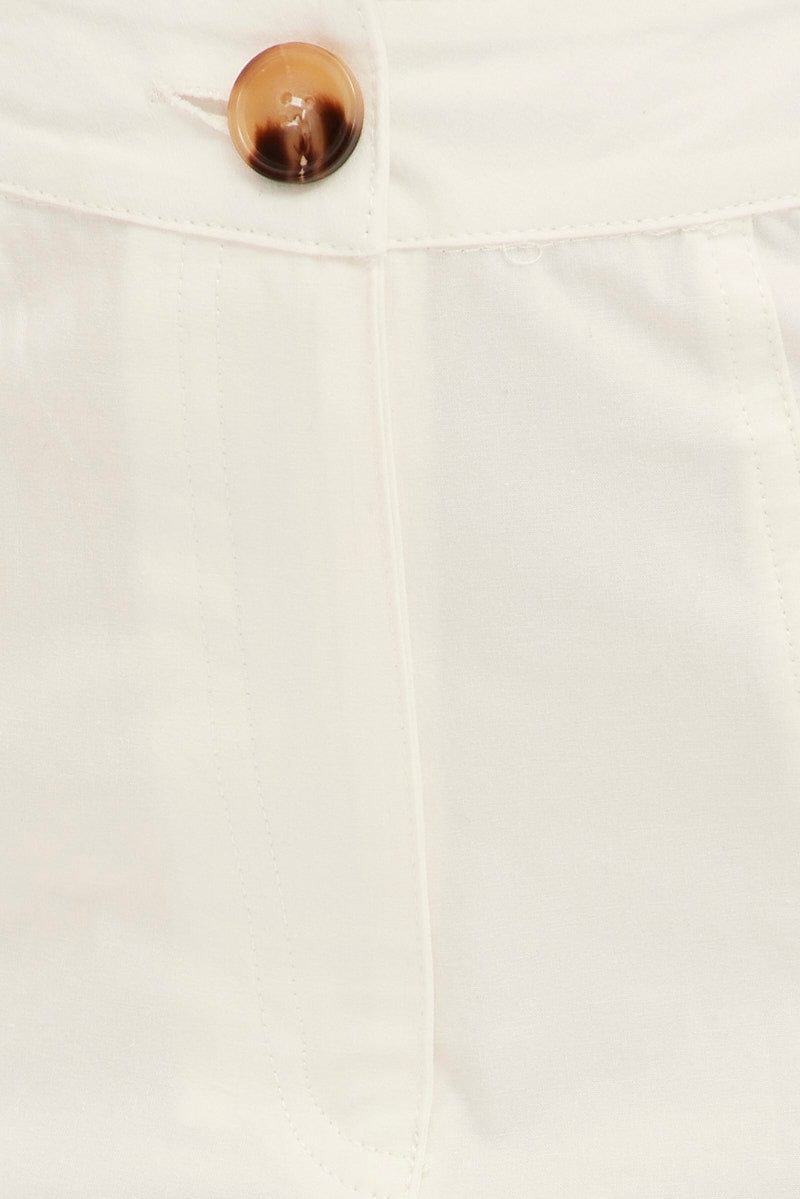 White Wide Leg Pants High Rise Cotton for Ally Fashion