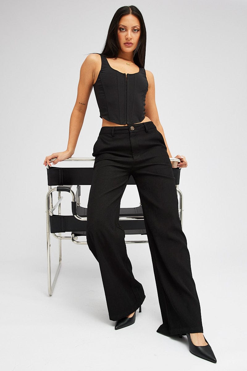 Black Wide Leg Pants High Rise | Ally Fashion