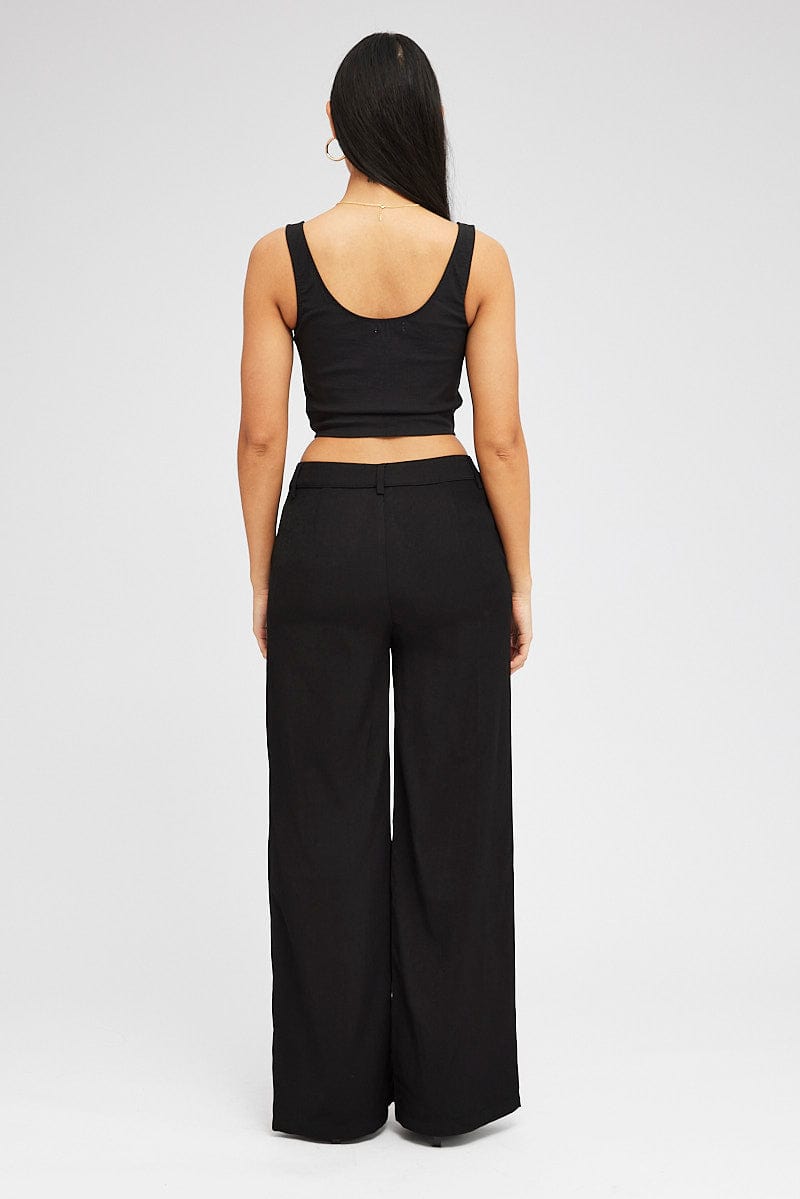 Black Wide Leg Pants High Rise for Ally Fashion