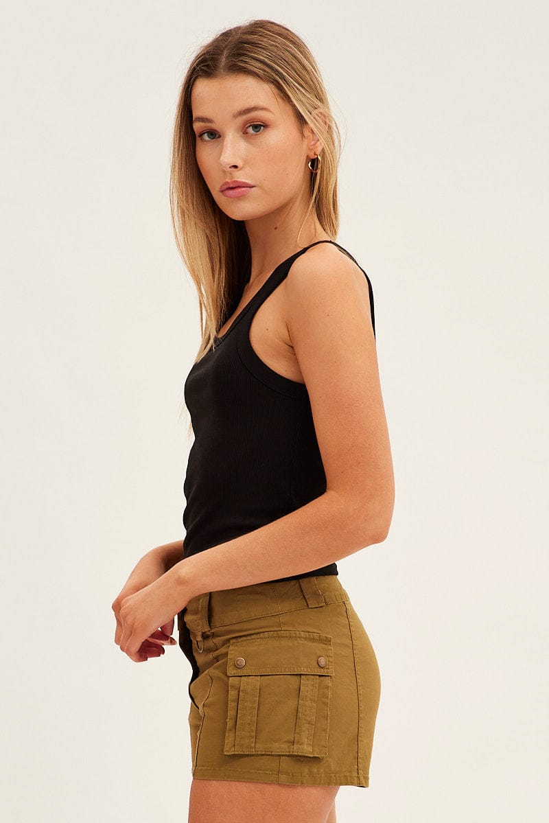 Green Cargo Shorts Low Rise for Ally Fashion