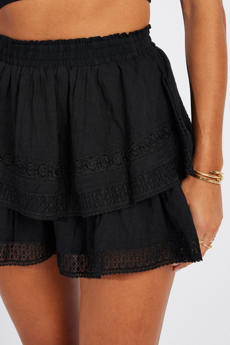 Black Shorts High Rise Cotton for Ally Fashion