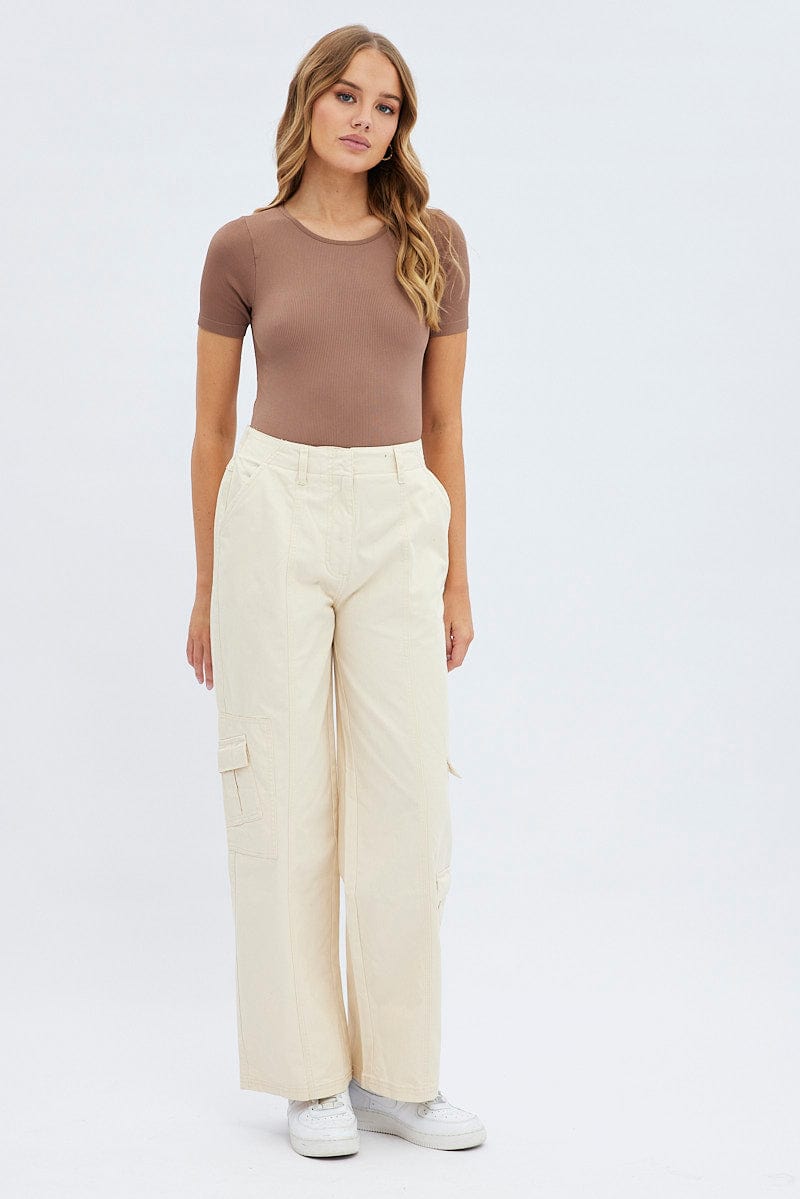 Camel Cargo Pants Low Rise for Ally Fashion