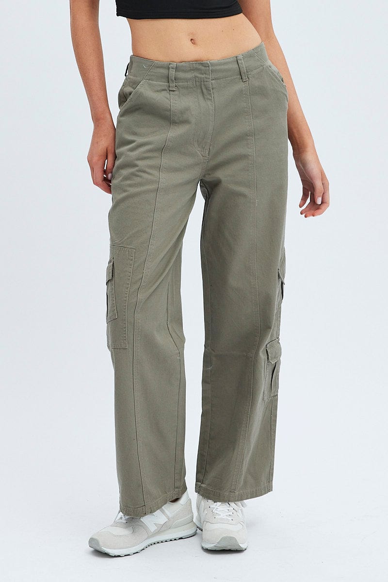 Grey Cargo Pants Low Rise for Ally Fashion