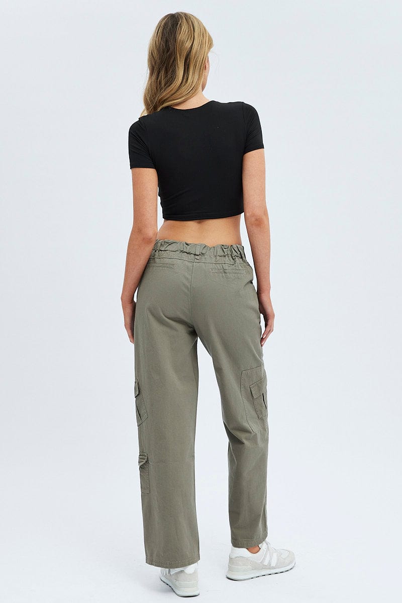 Grey Cargo Pants Low Rise for Ally Fashion