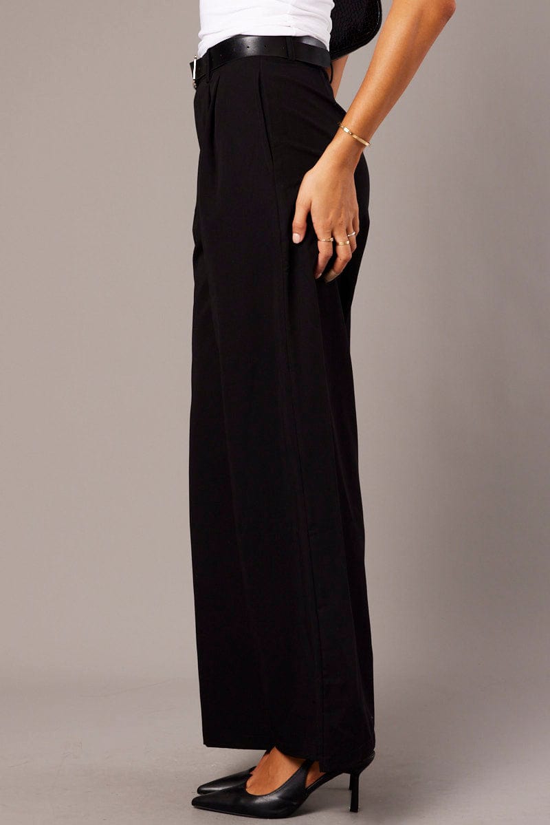 Black Wide Leg Pants Mid Rise for Ally Fashion
