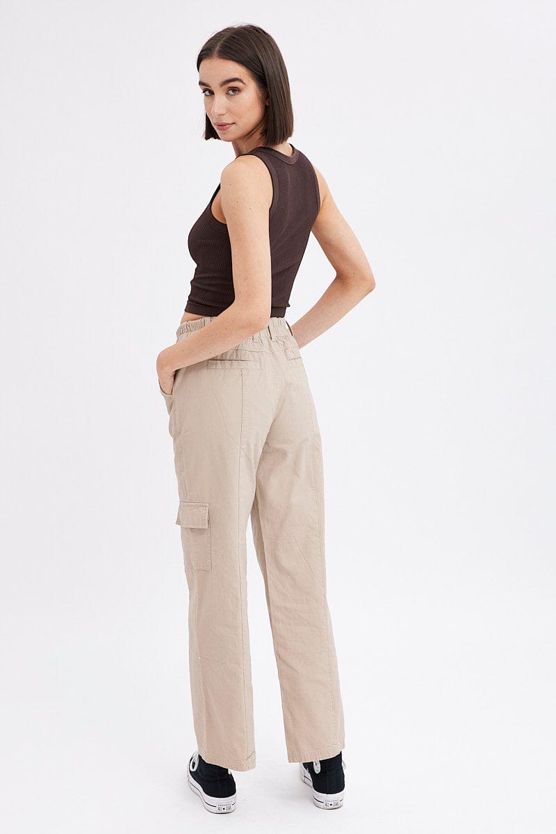 Beige Cargo Pants Mid Rise | Ally Fashion