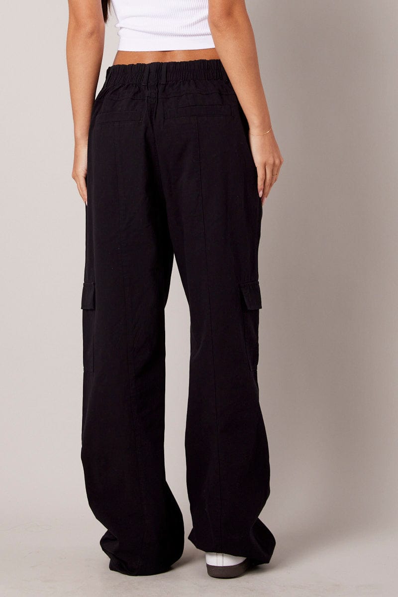 Black Cargo Pants Mid Rise for Ally Fashion