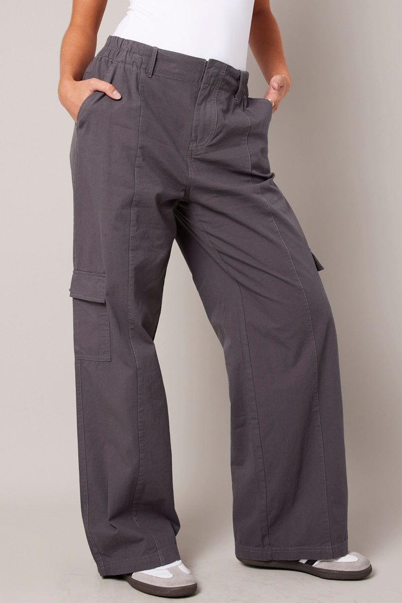 Grey Cargo Pants Mid Rise for Ally Fashion