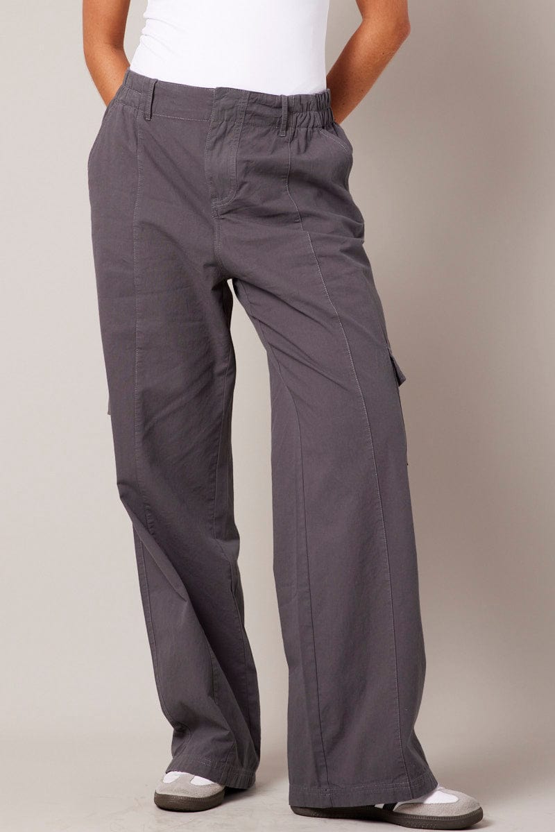 Grey Cargo Pants Mid Rise for Ally Fashion