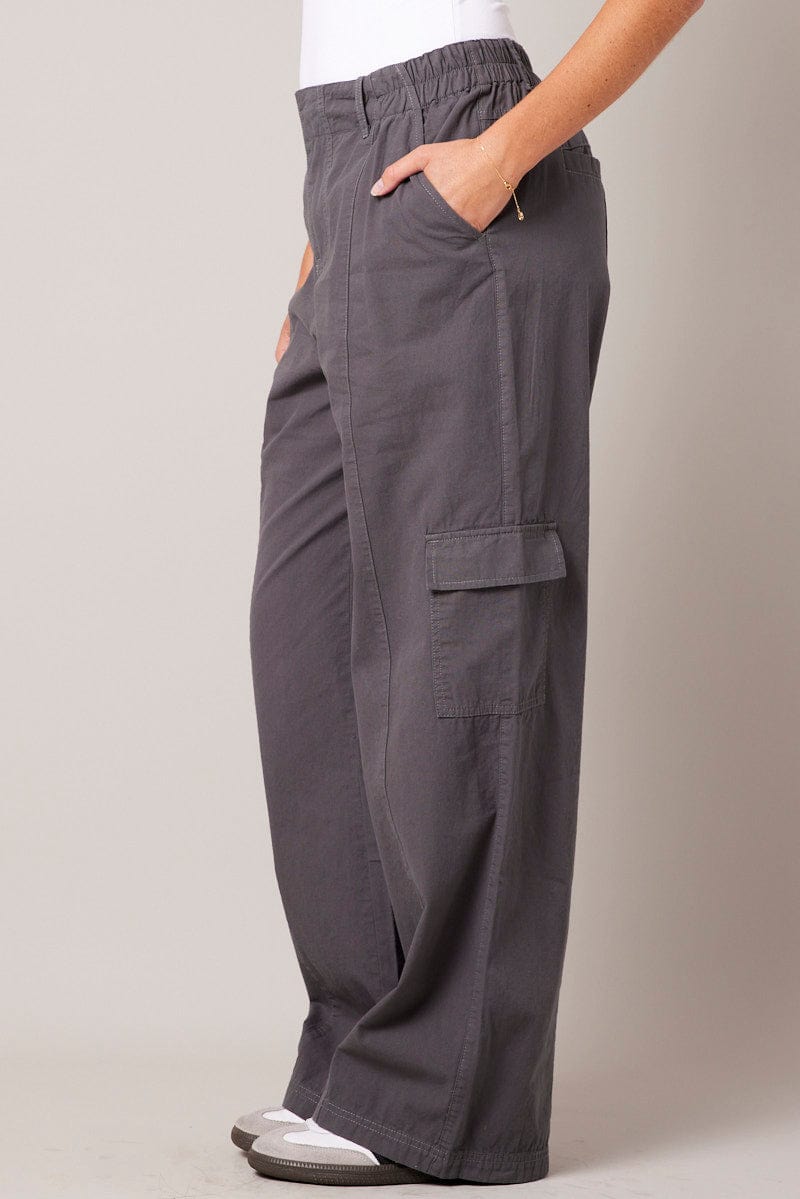 Grey Cargo Pants Mid Rise for Ally Fashion