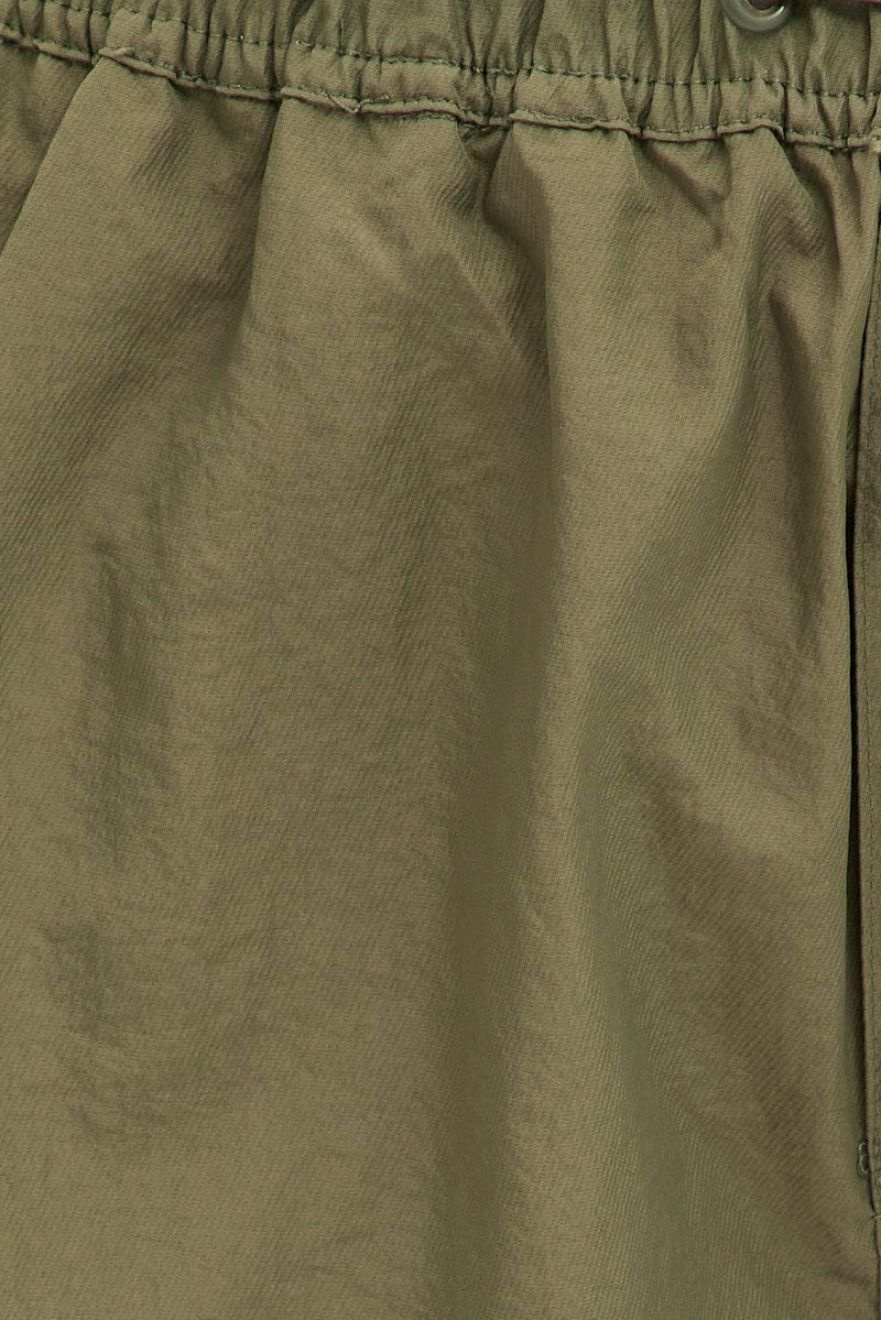 Green Parachute Cargo Pants Mid Rise for Ally Fashion