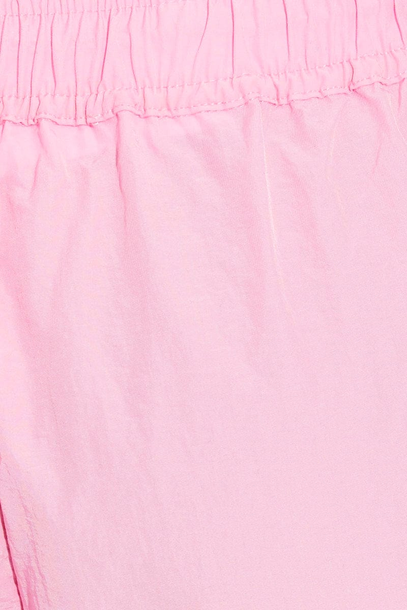 Pink Parachute Cargo Pants Low Rise
