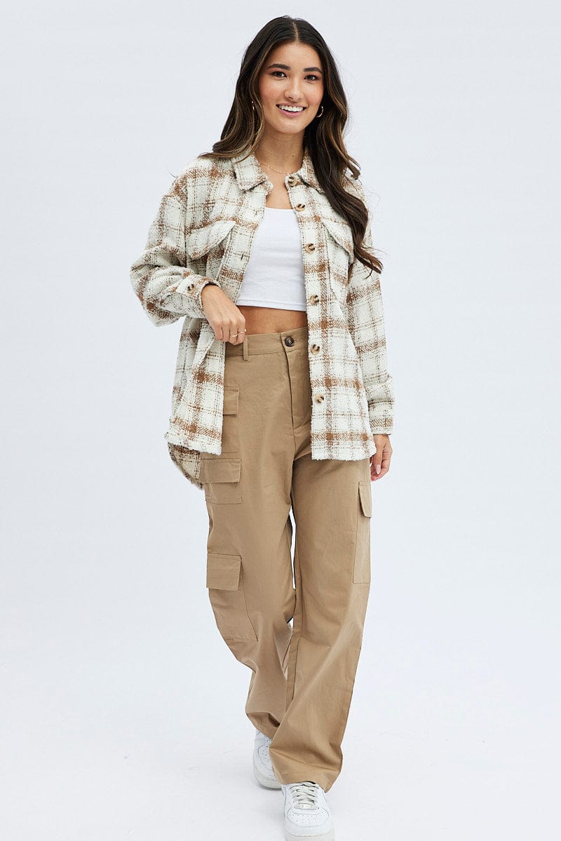 Camel Cargo Pants High Rise for Ally Fashion