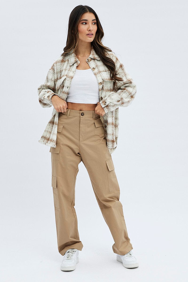 Camel Cargo Pants High Rise for Ally Fashion