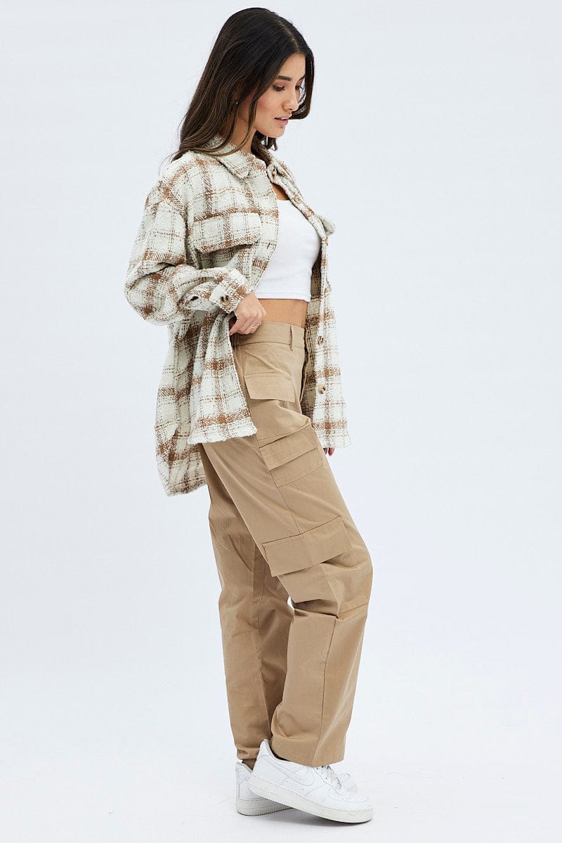 Camel Cargo Pants High Rise for Ally Fashion