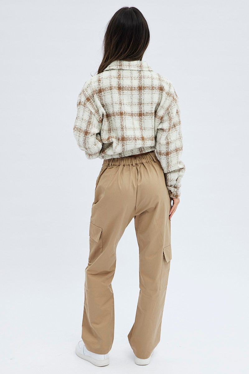 Camel Cargo Pants High Rise for Ally Fashion