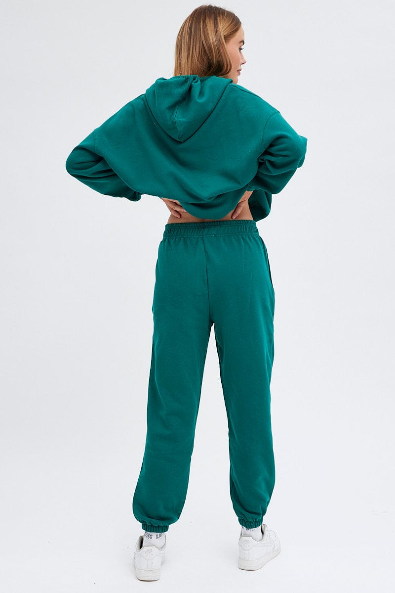 Green Track Pants High Rise Jogger for Ally Fashion