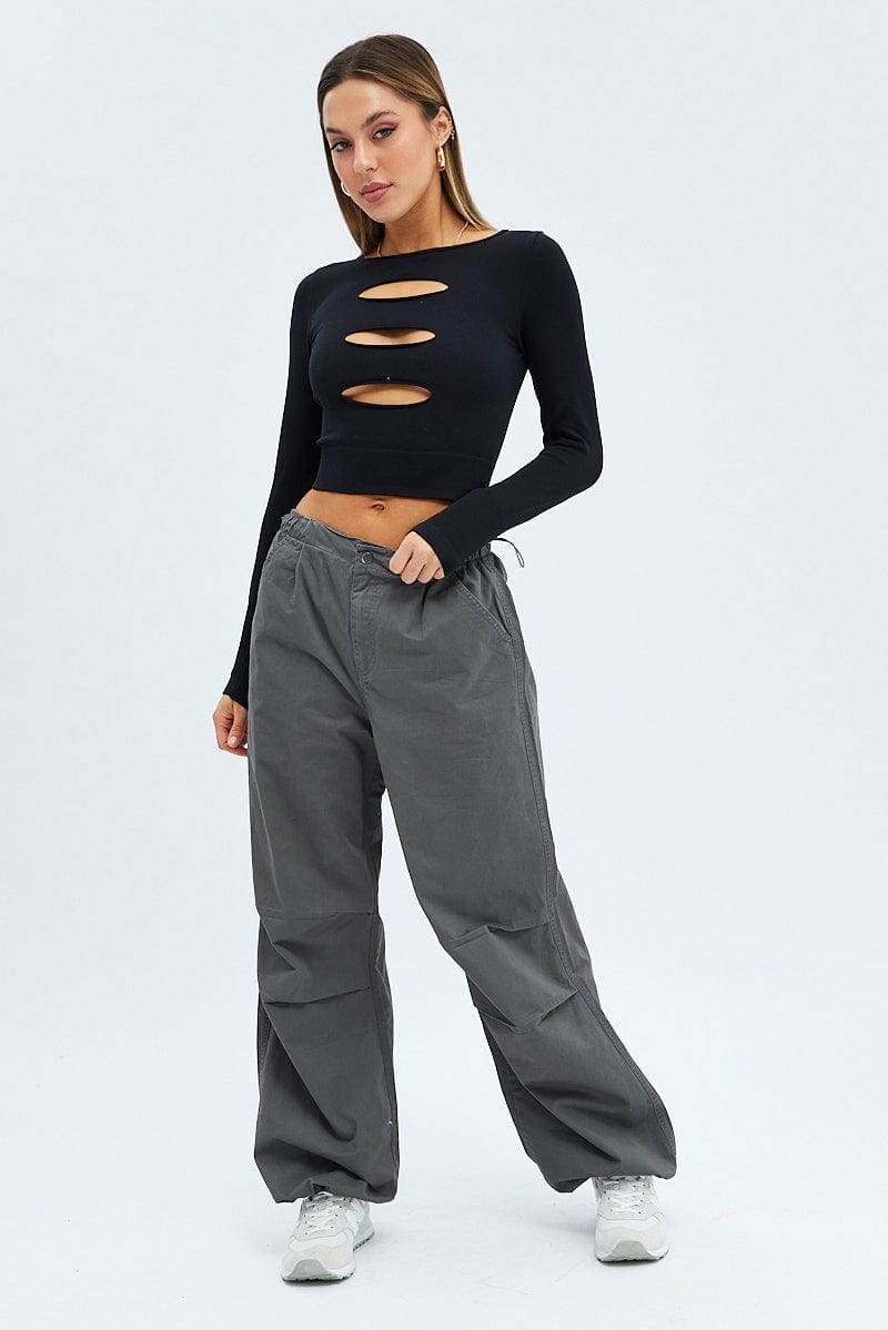 Grey Parachute Cargo Pants for Ally Fashion