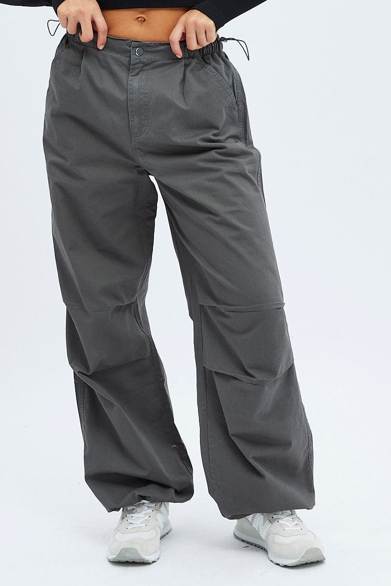 Grey Parachute Cargo Pants | Ally Fashion