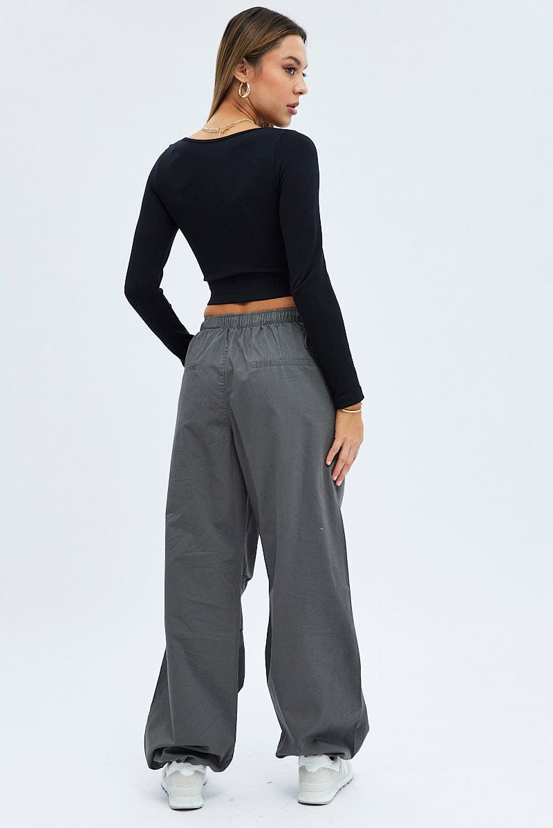Grey Parachute Cargo Pants for Ally Fashion