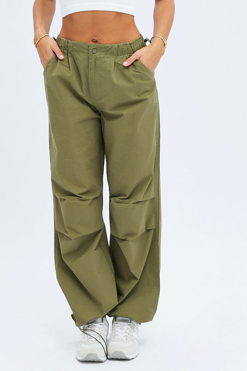 Green Parachute Cargo Pants | Ally Fashion
