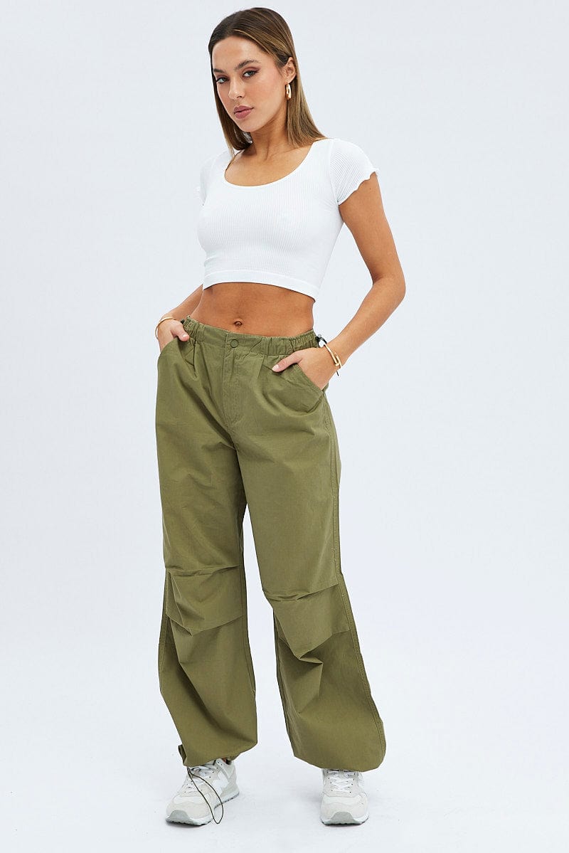 Green Parachute Cargo Pants for Ally Fashion