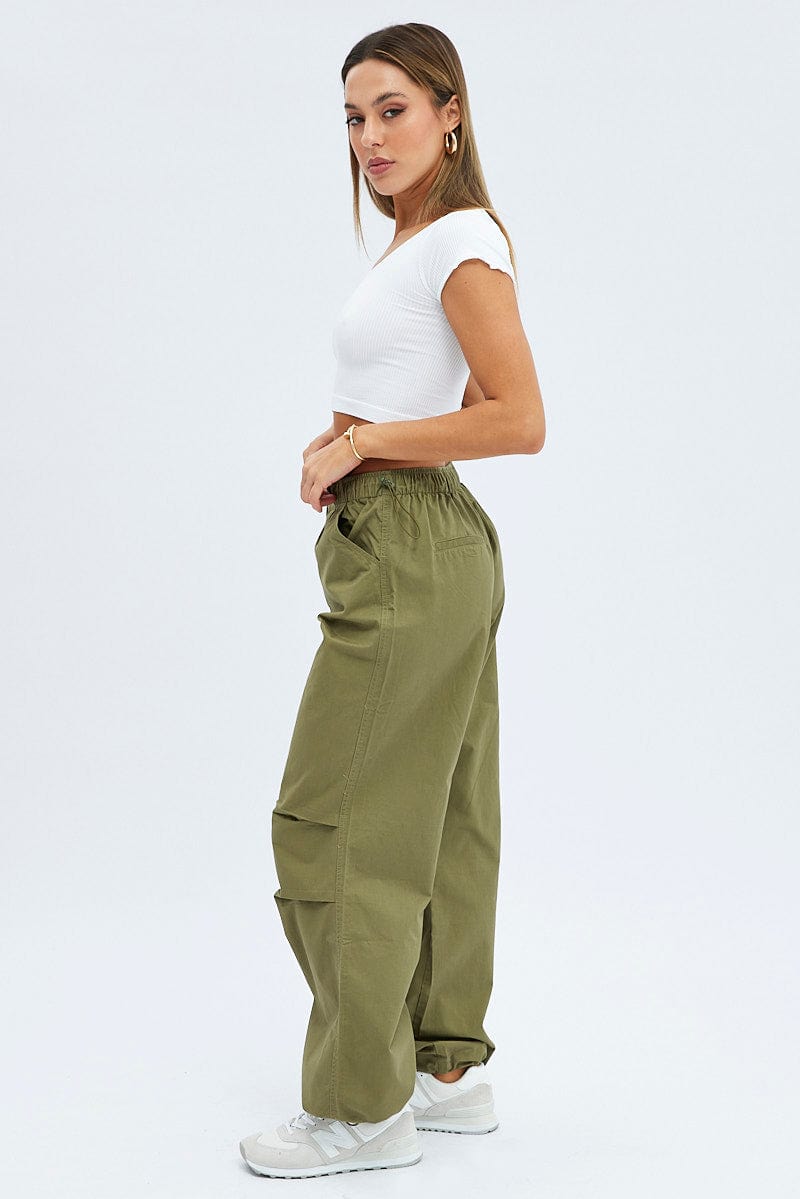 Green Parachute Cargo Pants for Ally Fashion