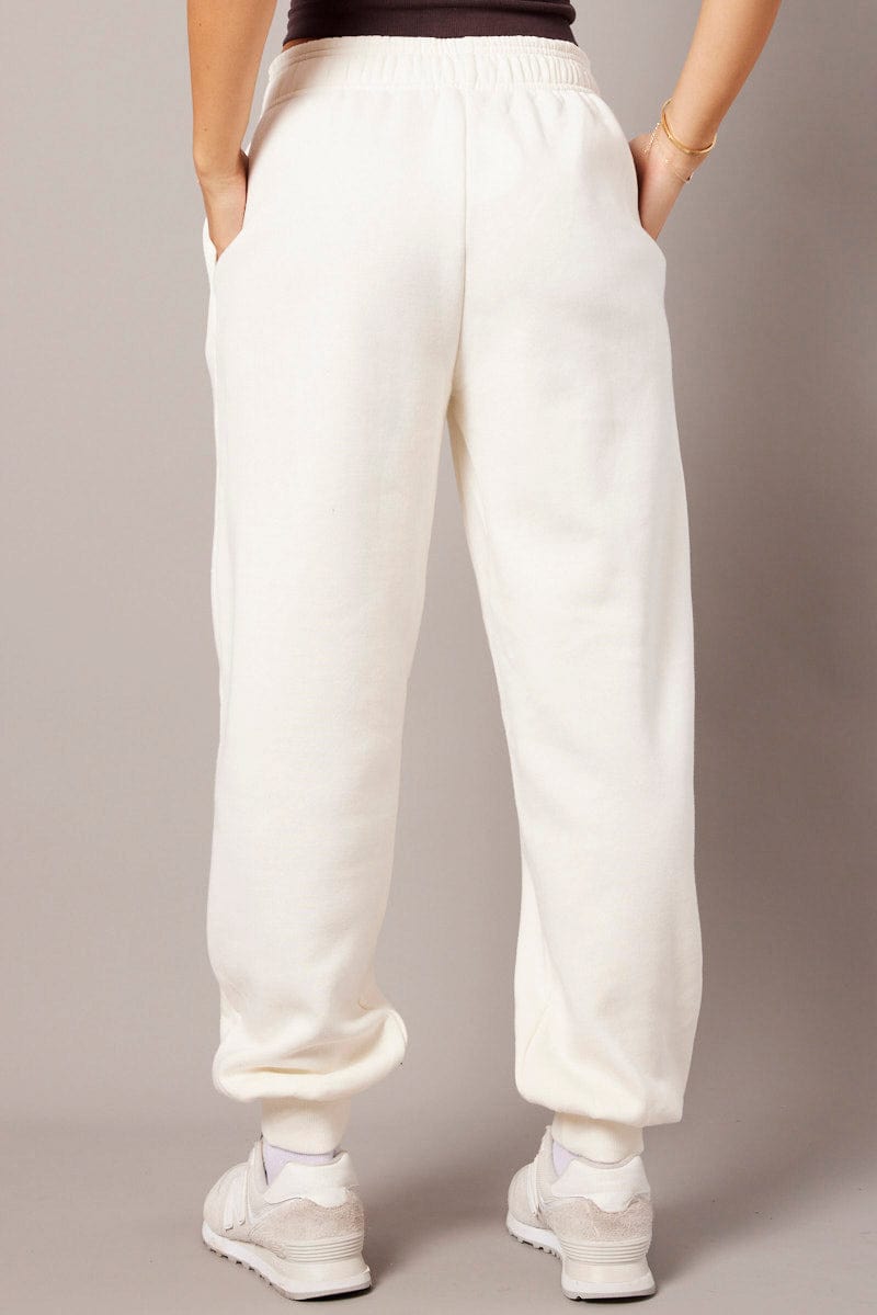 White Track Pants High Rise for Ally Fashion