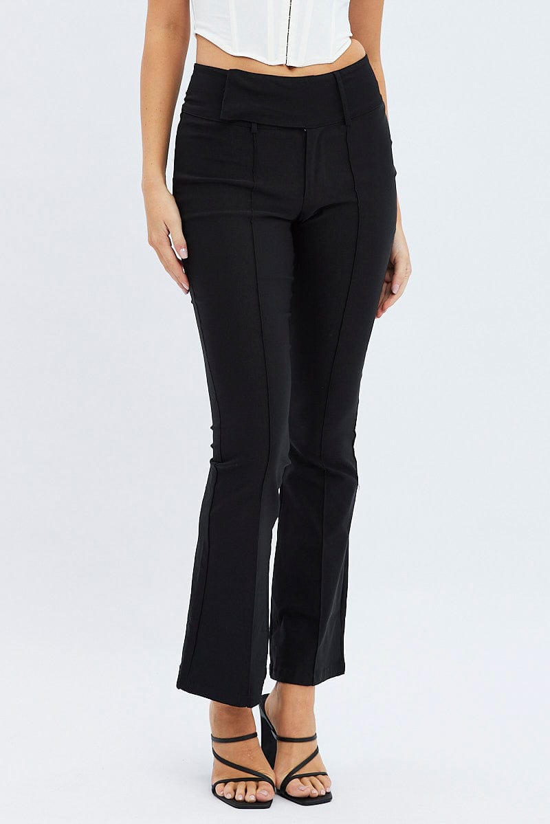 Black Flare Pants Mid Rise for Ally Fashion