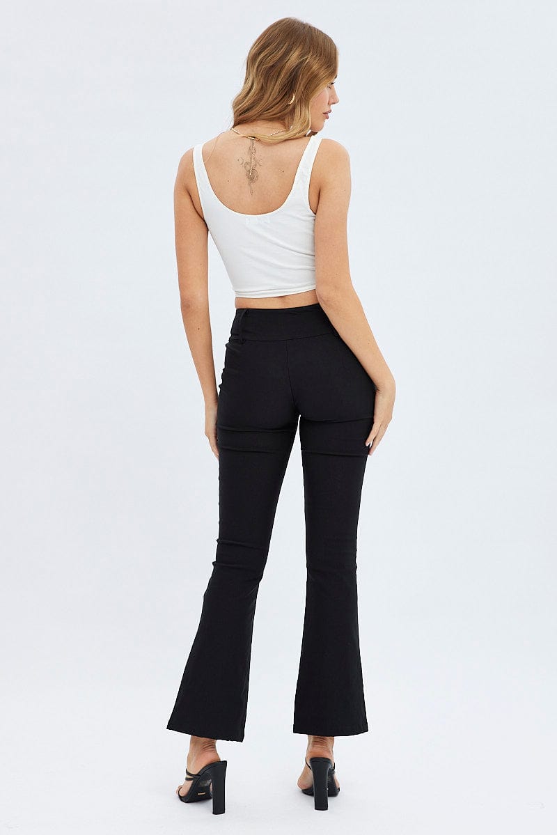 Black Flare Pants Mid Rise for Ally Fashion