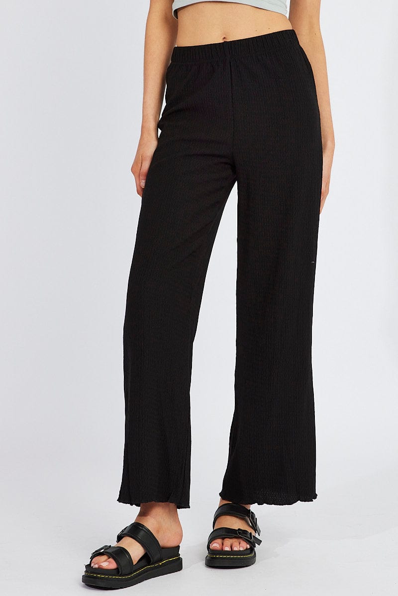 Black Wide Leg Pants High Rise for Ally Fashion