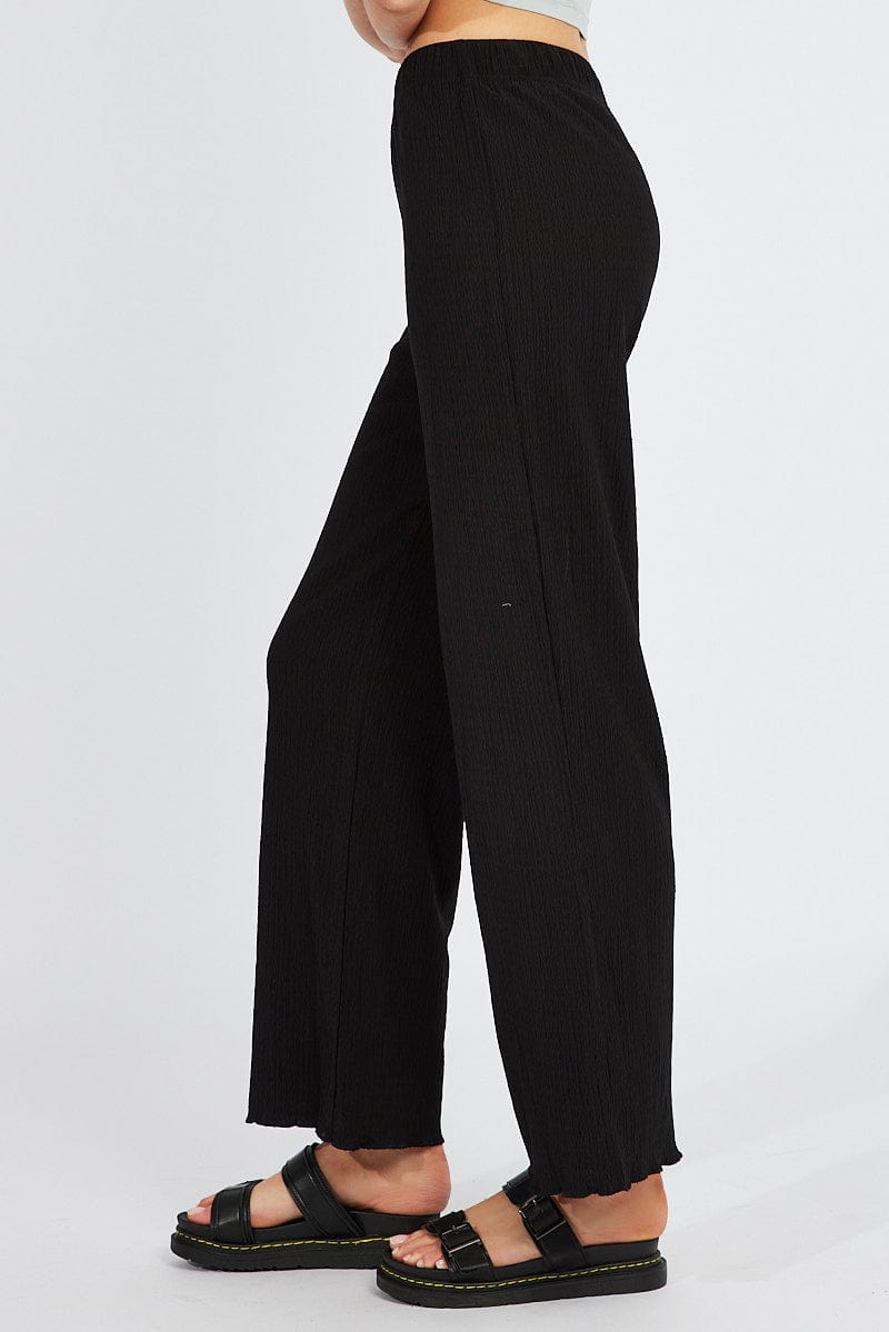 Black Wide Leg Pants High Rise for Ally Fashion